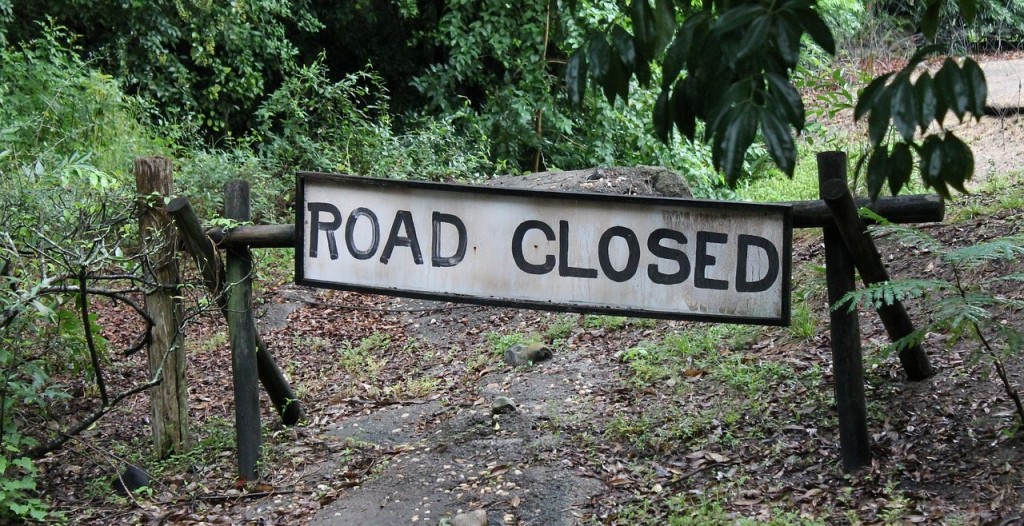 Decorative image; road closed sign